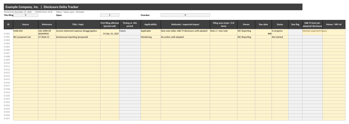 Delta Tracker tab preview