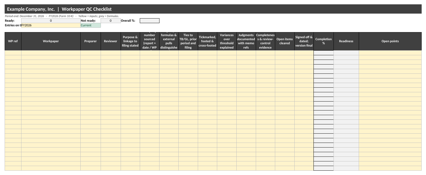 Workpaper QC tab preview